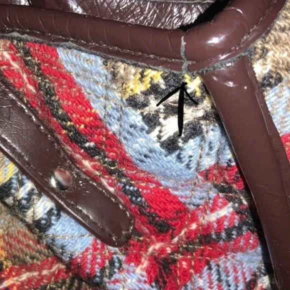 Vera Bradley Dual Strap Quilted Plaid Shoulder Bag Red, Blue, Tan - Picture 15 of 15